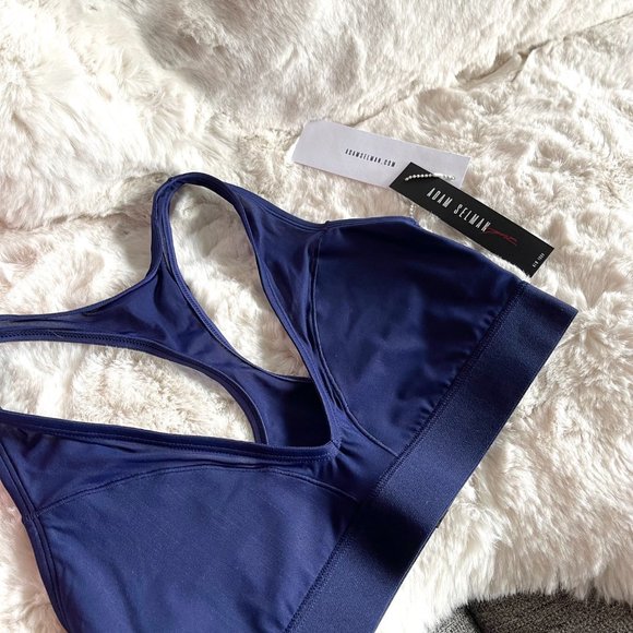 NWT Adam Selman Sport Sheer Racer Bra in Midnight Blue Size Medium - Picture 6 of 10